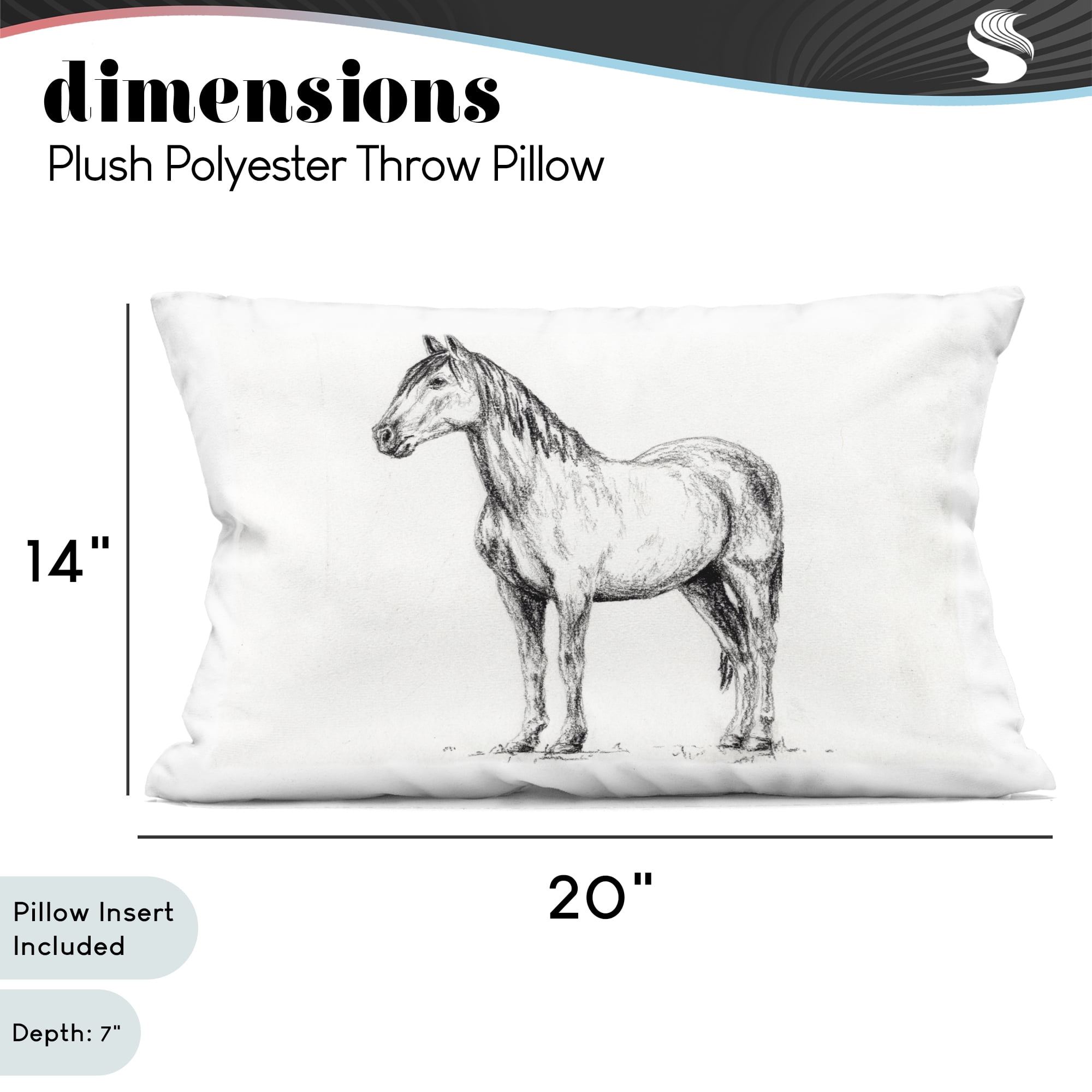 Stupell Industries Horse In Charcoal Decorative Printed Throw Pillow, design by Leah Noel Art