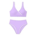 thumbnail image 7 of Mceream Unisex Children'S Solid Color Two-Piece Bikini Swimsuit for Girls Purple 11 Years, 7 of 7