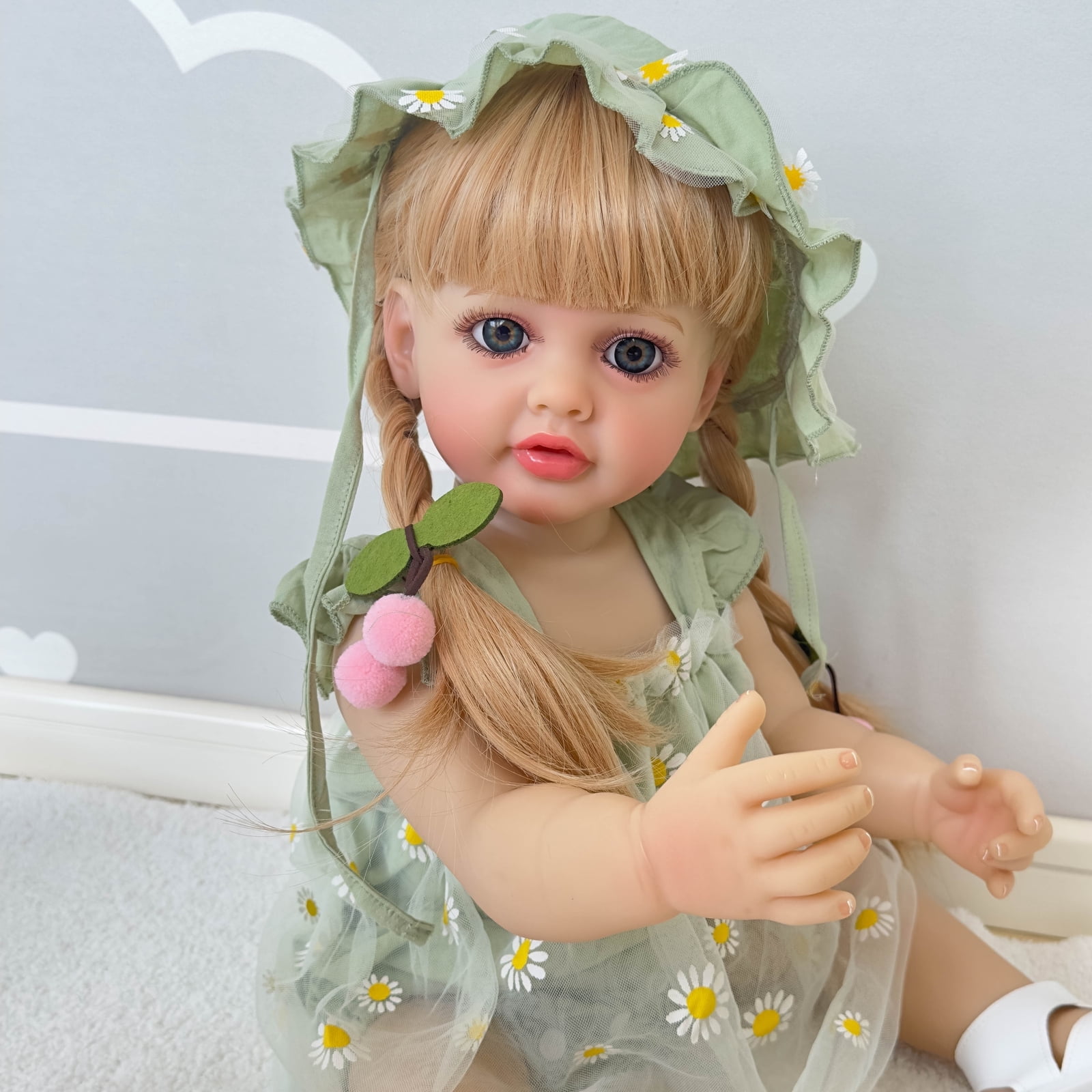 Reborn Baby Dolls Lifelike Girl - 22" Real Baby Feeling Realistic-Newborn Baby Doll Full Body Vinyl Real Life Baby Dolls with Toy & Gift Box