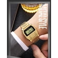 thumbnail image 4 of Retro Rectangle Digital Watch For Men Classic Stylish Design Multifunction Stainless Steel Business Men Wristwatch With Alarm, Stopwatch, Countdown, 4 of 5