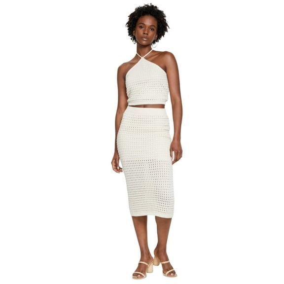 Lucy Paris Women’s Mia Crochet Skirt, Beige, Large