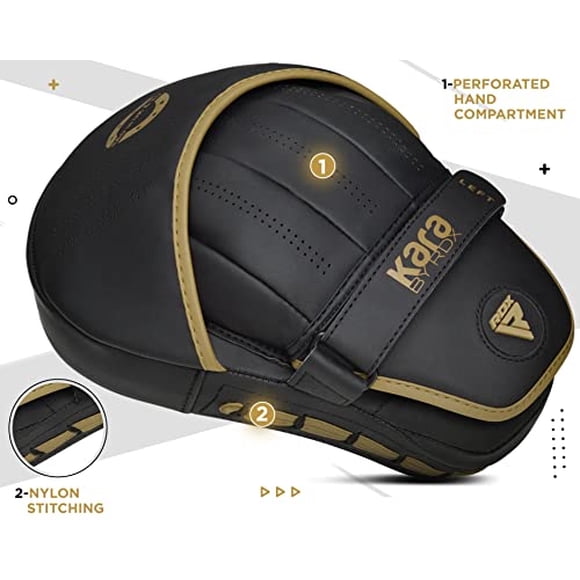 Rdx Boxing Pads Mitts de enfoque curvo, gancho de cuero de cuero maya y almohadillas de entrenamiento de jab, RDX RDX
