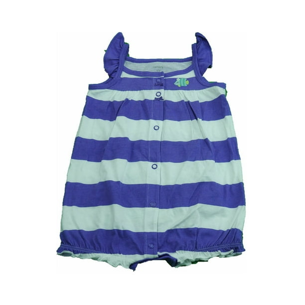 Carter's Baby Girls Size 3 Months Flutter Sleeves Fish Bottom Striped  Bubble Romper, Purple - Walmart.com