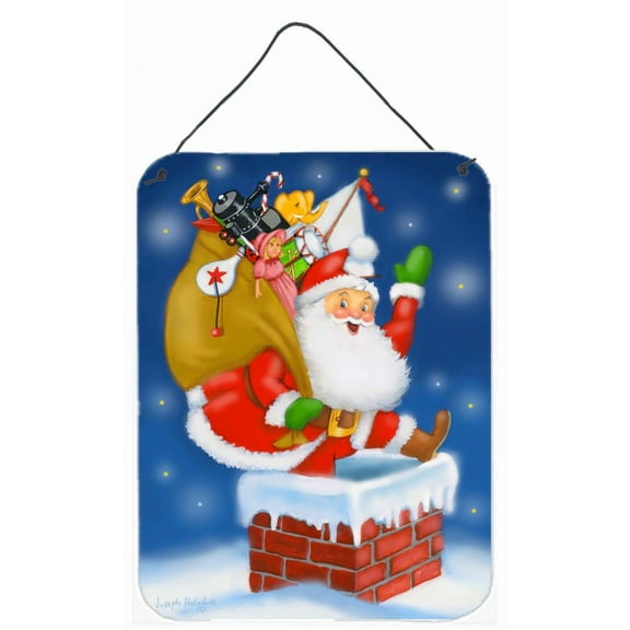 Carolines Treasures PJH3010DS1216 Santa Claus Down the Chimney Wall or Door Hanging Prints 12x16 multicolor