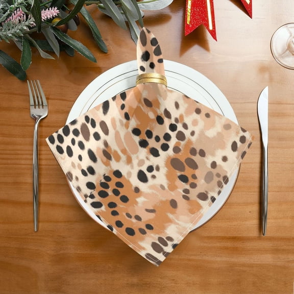 1 Pack 20'' x20" Satin Table Napkins Dinner Napkins for wedding Party Decoration events Earthy Brown Leopard Print