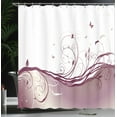 thumbnail image 3 of Ambesonne Abstract Shower Curtain, Victorian Curvy Lines Art, 69"Wx70"L, Grey Pink, 3 of 4