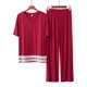 thumbnail image 3 of Conjuntos de Pijama para mujer, Pijamas de algodón Modal, pantalones de manga corta para mujer, ropa de casa de 2 piezas, ropa de dormir informal de encaje, traje de pijama, 3 of 4