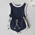 thumbnail image 3 of SONGGE Girls Summer Outfit Sets Sleeveless O-Neck Vest And Shorts Two Piece Playwear Casual Athletic Wear For Toddlers Kids Cartoon Versatile Clothes Sets, 3 of 4