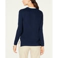 thumbnail image 2 of Charter Club Womens Contrast Trim Pullover Sweater, Blue, Small, 2 of 2