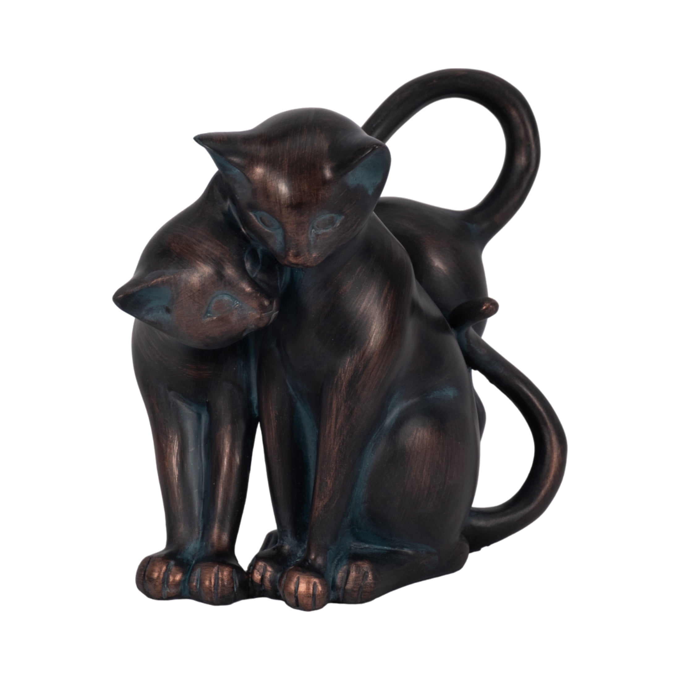 Whimsical Cuddling Cats Figurine for Garden Decor - Resin Figurine for Front Porch, Patio, and Backyard Decoration - Decorative Garden Statue for Yard Art and Walkway Display - 7", Bronze