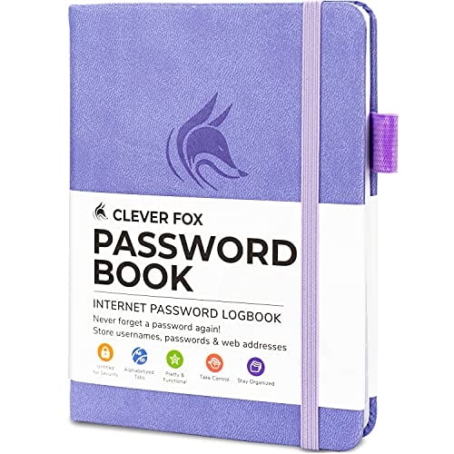 Libro de contraseñas Clever Fox con pestañas Organizador direcciones e contraseñas internet con pestañas alfabéticas