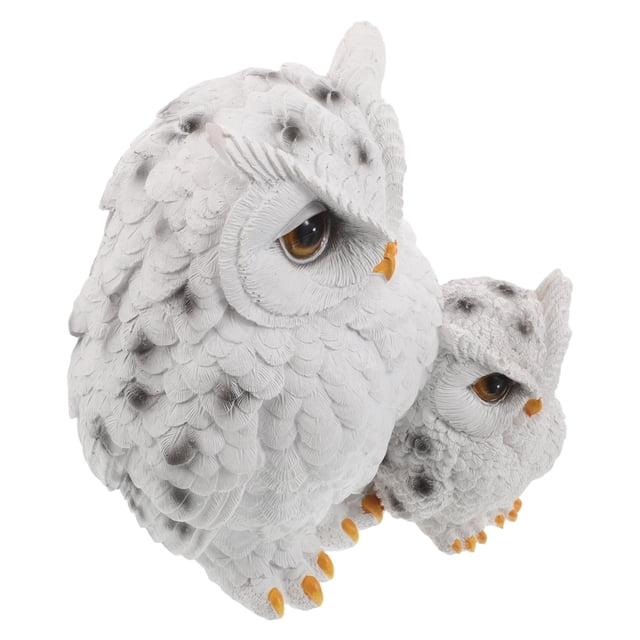 FESTFENDS Statue de Famille de Hibou Blanc d'Extérieur avec Détails Complexes et Réalistes