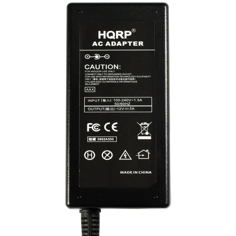 HQRP AC Adapter 110V to 12V DC 5Amp Converter for Rechargeable Car Cigarette  Lighter Flashlight 