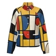 thumbnail image 5 of Jackets for Women Winter Coat Jackets Flannel Stand Collar Jacket(Mondrian Inspired,Size:S-4XL), 5 of 7