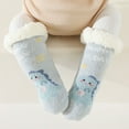 thumbnail image 2 of Odeerbi Baby Toddler Socks Boys Girls Solid Color Cartoon Socks Keep Warm Plush Kids Soft Non-slip Indoor Socks Sky Blue, 2 of 9
