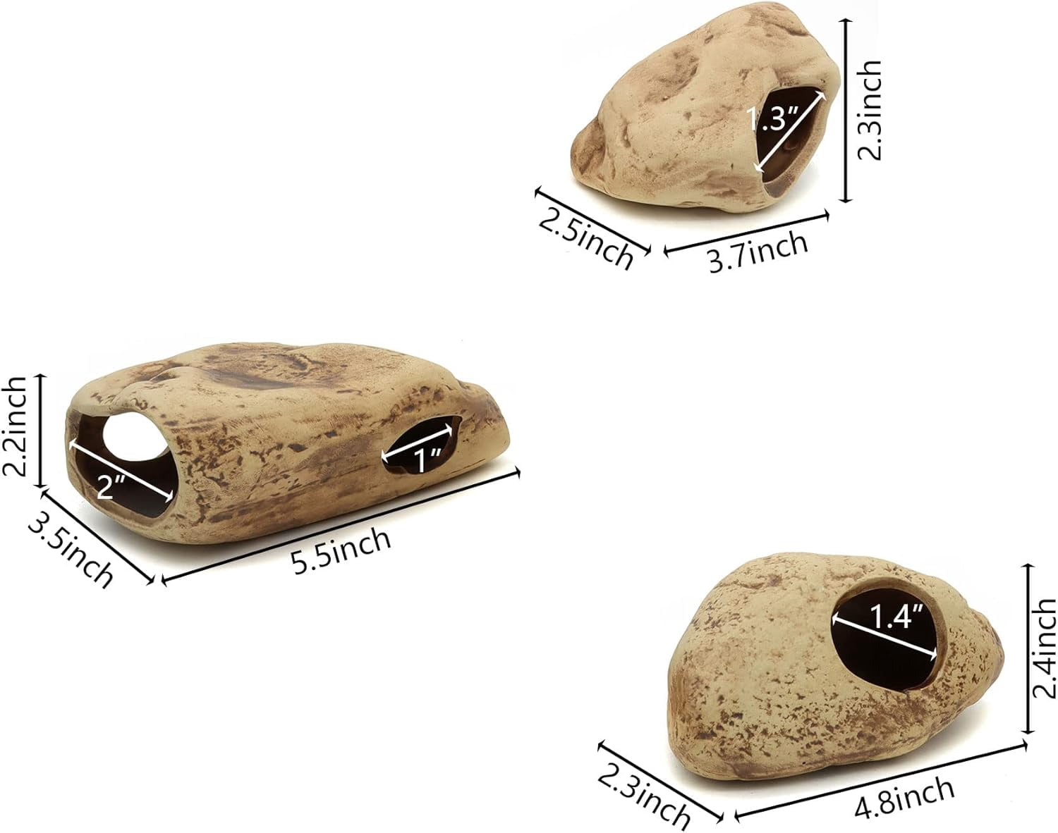 Stackable Aquarium Ceramic Decorations Rock Caves,Betta Fish Tank Decor Accessories,Hideaway for Shrimp Cichlid Hiding Breeding Spawning (Set of 3)