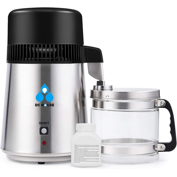 Destilador de agua DC HOUSE de 4 L, acero inoxidable, 110 V, 750 W