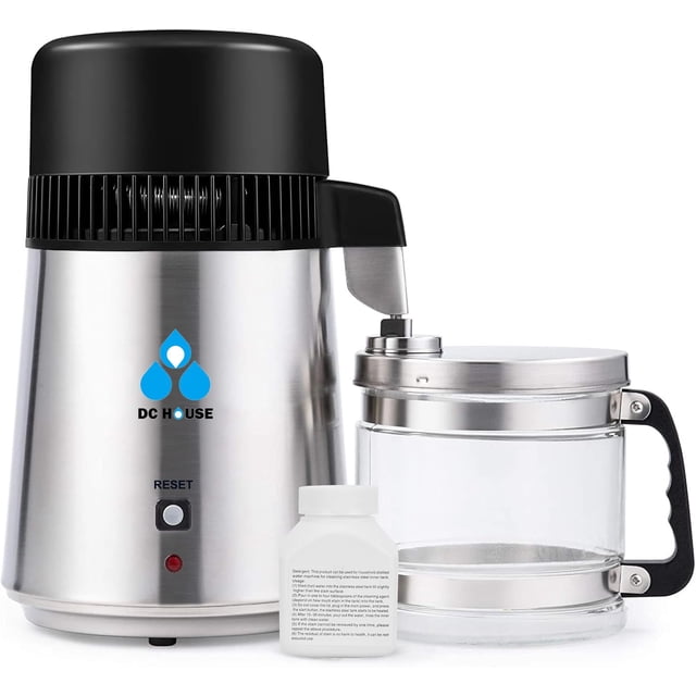 Destilador de agua DC HOUSE de 4 L, acero inoxidable, 110 V, 750 W