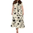 thumbnail image 6 of LWavelet Women's Plus Size Bohemian Patchwork Maxi Dress Short Sleeve Tie Waist Casual Ethnic Dress with Pockets Green 5XL, 6 of 7