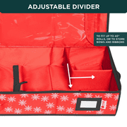 HOLDN' STORAGE Wrapping Paper Storage Container, Fits 27 Rolls Gift Wrap, Extra Pockets for Ribbons & Bows, Underbed Storage - Red with White Snowflakes