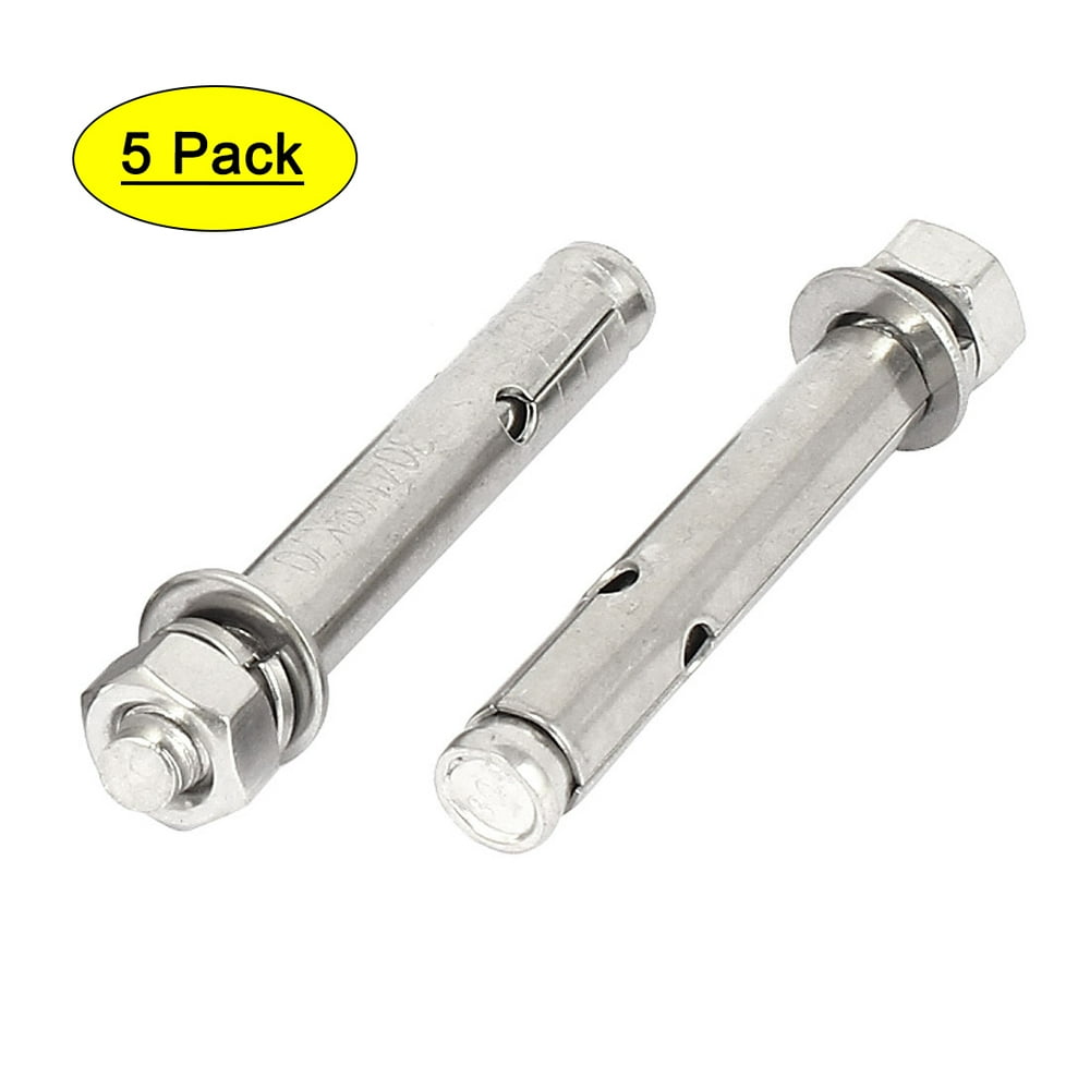 5 Pcs Stainless Steel Hex Nut Sleeve Anchors Expansion Screws Bolts 5/