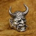 thumbnail image 3 of 925 Sterling Silver Japanese Ghost Prajna Skull Ring Biker Punk Jewelry TA388 Middle Model US Size 11, 3 of 17