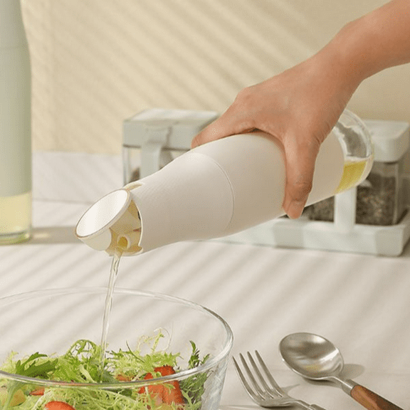 Bxaolu Auto Flip Olive Oil Dispenser Bottle for Kitchen β 500ml /17oz Cooking Glass Oil and Vinegar Cruet, Oil Container, Soy Sauce Dispenser, White