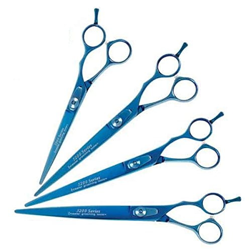 Blue Titanium Straight Grooming Shears for Dogs 5200 Series Dog Groomer
