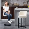 thumbnail image 2 of S-HOME Modern Linen Fabric Counter Height Bar Stools Set of 2 with Backrest and Footrest for Dining Experience, Beige, 2 of 17