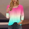 thumbnail image 2 of Blusas para las Mujeres Casual, 3/4 Manga Floral Estampado Camiseta de Moda Top Hecho de Poliéster Transpirable Suave para el Uso Diario de Primavera Otoño, Tops de Blusa para las Mujeres, 2 of 5