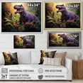 thumbnail image 4 of Designart "Jungle Scene with Prehistoric Dinosaurs" Animals Framed Wall Art Decor - Modern Purple Dinosaur Living Room Framed Canvas Art, 4 of 6