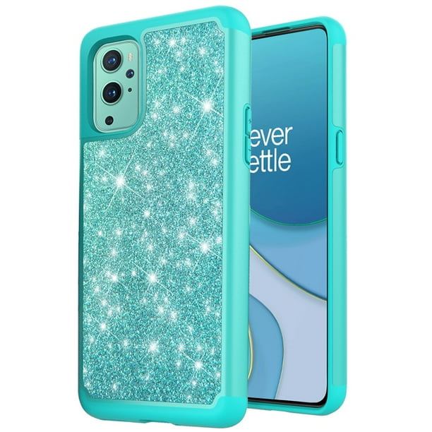 Case For Oneplus 9 Glitter Sparkle Bling Shinny Hybrid Slim Rhinestone 2 In 1 Pc Tpu Rugged Protective Phone Cover For One Plus 9 By Xpm Teal Mint Walmart Com