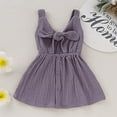 thumbnail image 3 of StylesILove Baby Girls Sleeveless Front Tie Bowknot Gauze Cotton Dress Toddler Girl Solid Sundress Summer Outfit (18-24 Months, Purple), 3 of 7