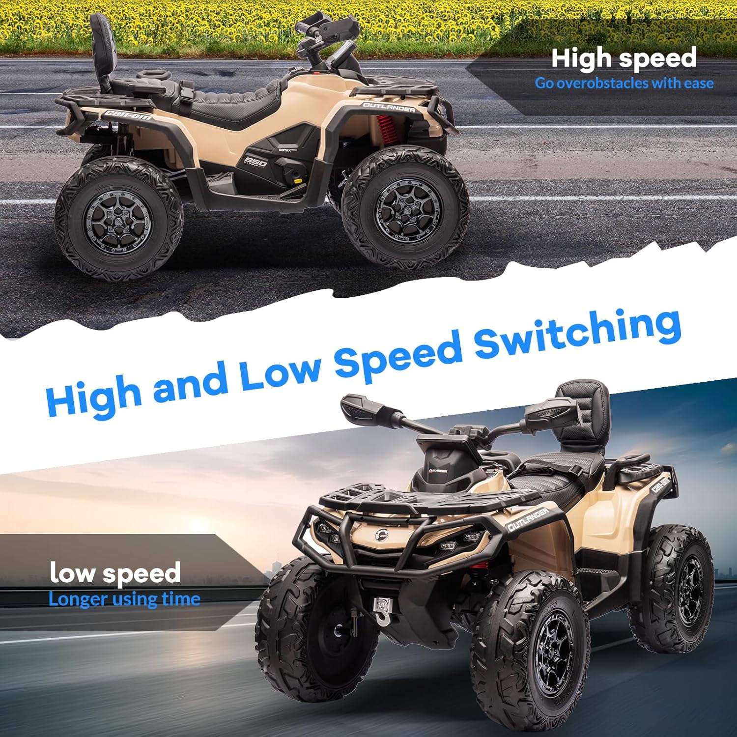 EastVita 2 Seater Ride On ATV for Kids, 12V Ride on Toy Car with Remote Control, 2WD Power, Music, 4 Wheeler Electric Car Battery Powered