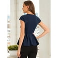 thumbnail image 4 of DARING DIVA Women's Elegant Round Neck Solid Color Cap Sleeve Blouses XL Dark Blue, 4 of 6