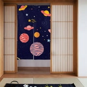 XMXT Japanese Noren Doorway Room Divider Curtain,Colorful Space Planet Restaurant Closet Door Entrance Kitchen Curtains, 34 x 56 inches
