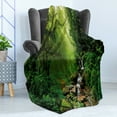 thumbnail image 4 of Nature Soft Flannel Fleece Throw Blanket, Woods Idyllic Forest Greenland Dreamy Mystic Fresh Tropical View, Cozy Plush for Indoor and Outdoor Use, 50" x 60", Emerald Hunter Green, by Ambesonne, 4 of 5