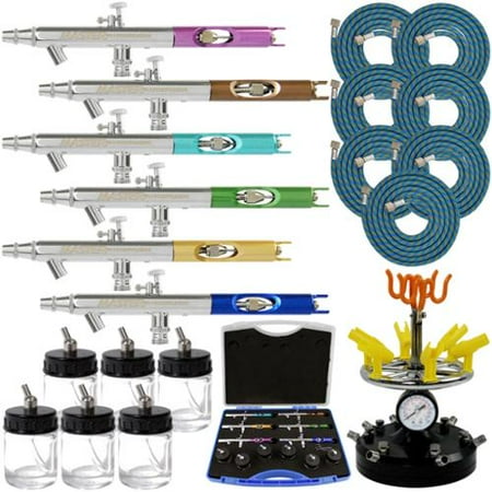 6 AIRBRUSH STATION-AIR BRUSH-Auto/Car Paint-Nail-Tattoo - Walmart.com