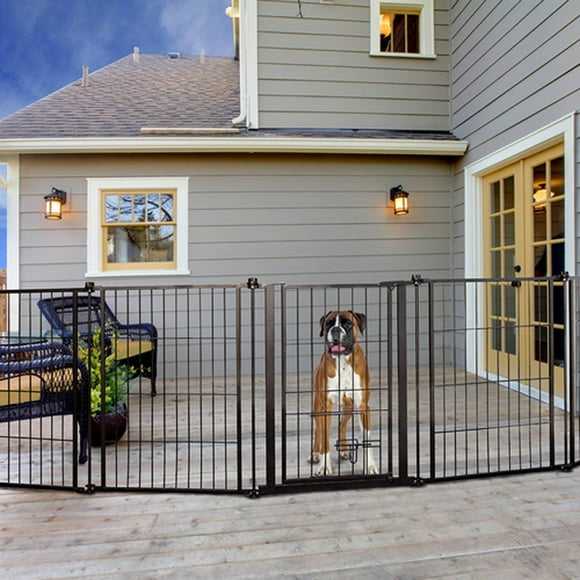 Carlson 36 Inch Tall Outdoor Chew Proof Super Wide Steel Pet Pen and Gate, Black