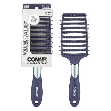 Conair Style & Volumize Extra-Wide Concave Vent Hair Brush, Blue