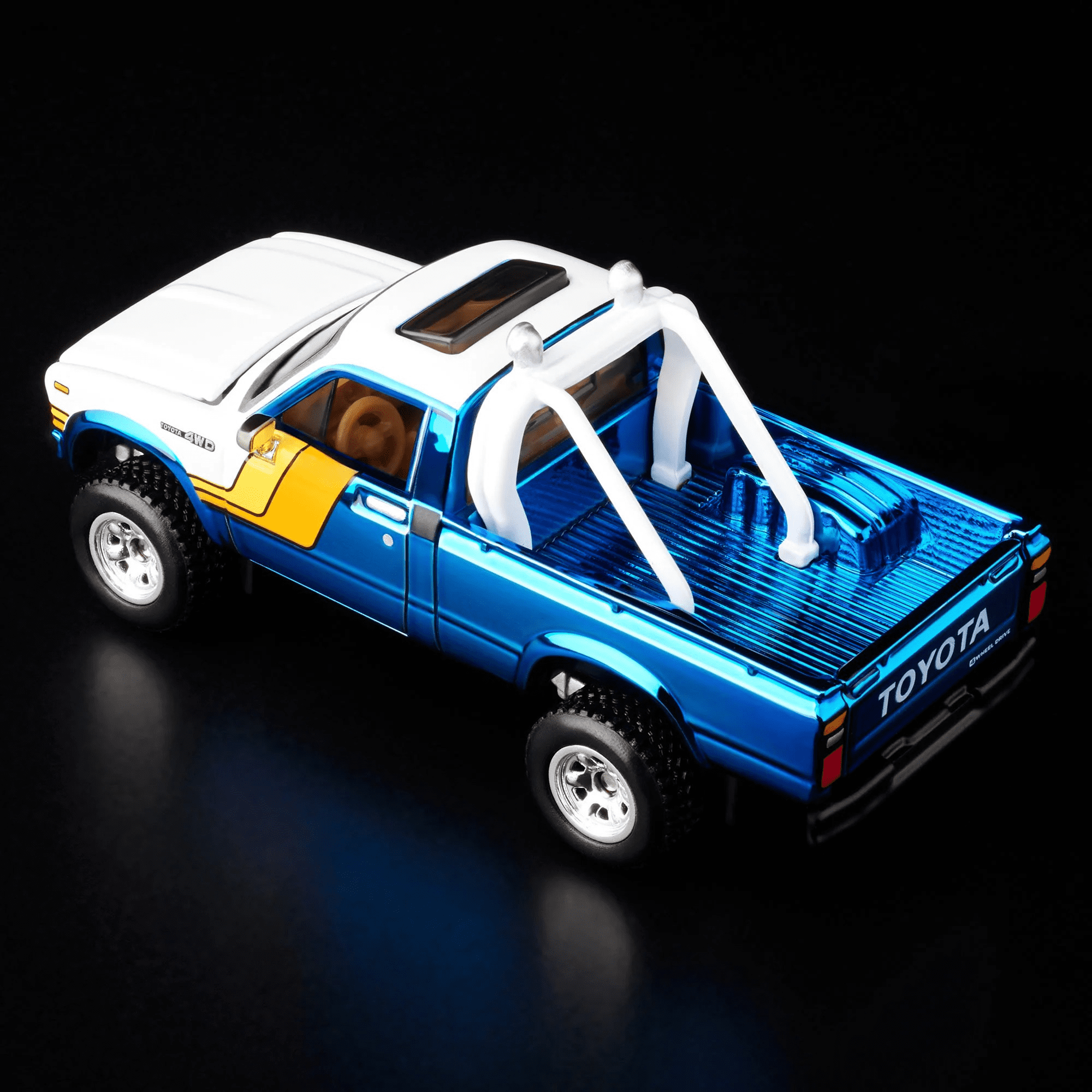 Hot Wheels RLC ’81 Toyota SR5 4WD Pickup Truck – 1:64 Premium Die-Cast, Spectraflame Ice Blue, Opening Hood & Tailgate, Real Riders Off-Road Wheels, Collector Exclusive