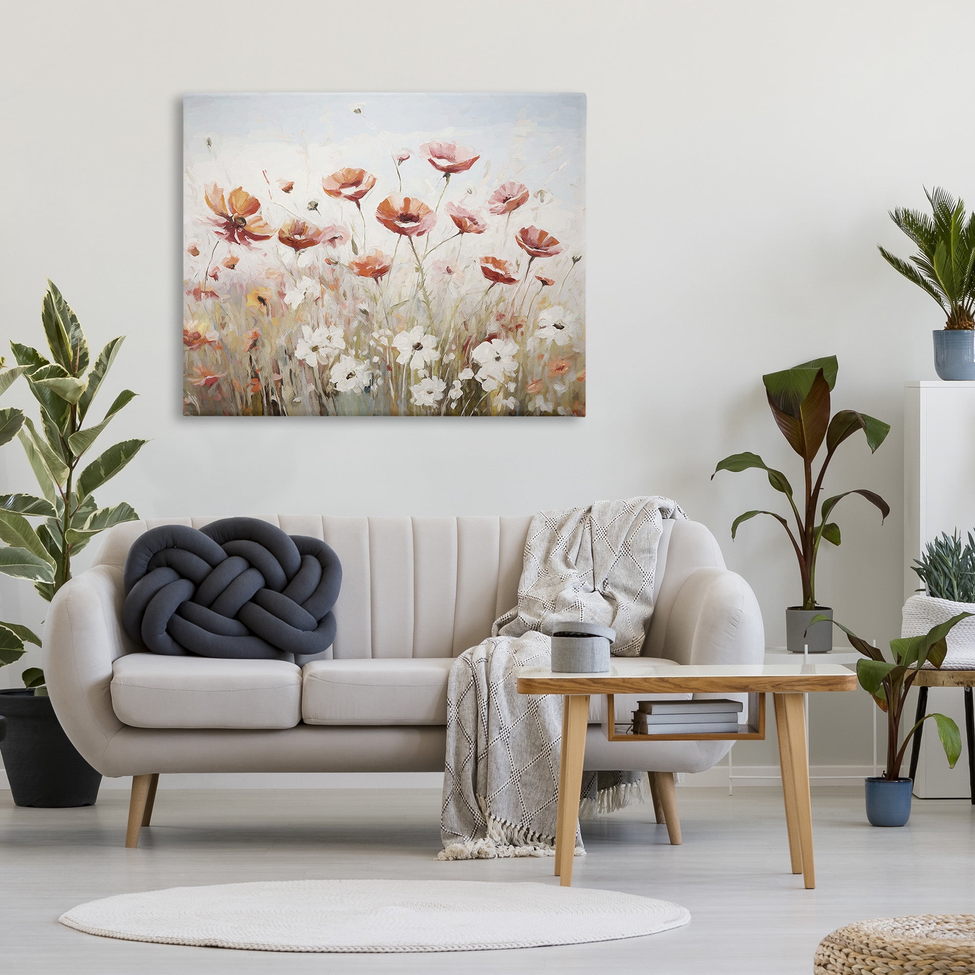 Stupell Industries Dynamic Poppy Meadow Botanical & Floral Painting Gallery Wrapped Canvas Art Print Wall Art, 48 x 36