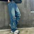 thumbnail image 2 of Ruyang Girls Ripped Jeans Elastic Waist Denim Pants Teens Baggy Wide Leg Distressed Jeans with Pockets Kids Streetwear Summer Pants, 2 of 8