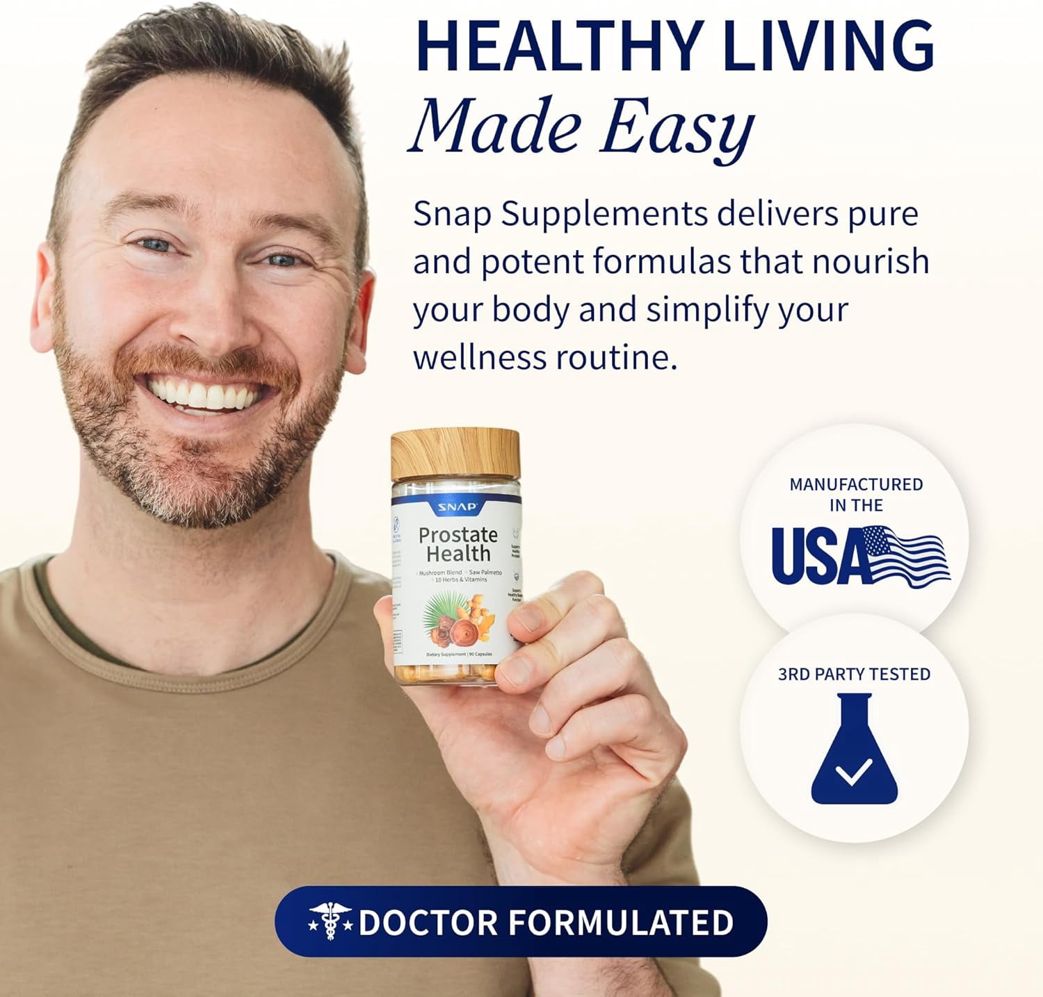 Snap Prostate Health for Men, Saw Palmetto & Botanicals for Prostate & Urinary Support, Men’s Wellness Supplement, 90 Capsules
