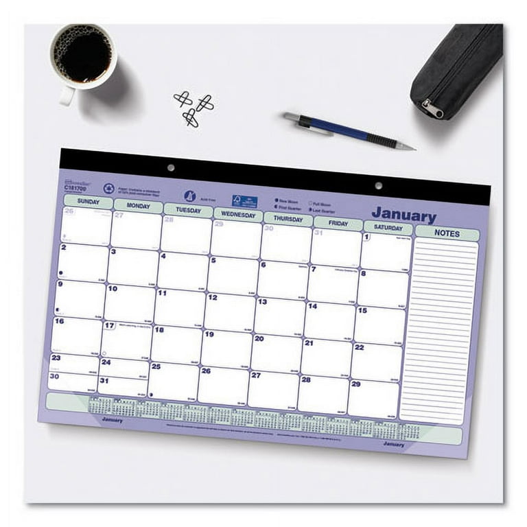 Monthly Desk Pad Calendar, 17.75 x 10.88, White/Blue/Green Sheets, Black Binding, Clear Corners, 12-Month (Jan to Dec): 2024 Monthly Desk Pad Calendar, 17.75 x 10.88, White/Blue/Green Sheets, Black Binding, Clear Corners, 12-Month (Jan to Dec): 2024