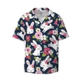 thumbnail image 3 of Goofa Rabbit And Rose Printed Men's Casual Short-sleeved Shirt,Lightweight Breathable Button-down,Summer Casual men's top,Versatile Fashion shirt-Small, 3 of 7