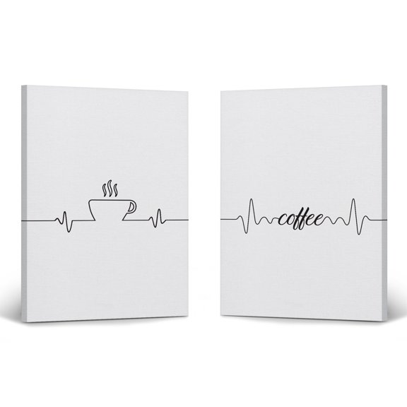 Smile Art Design Coffee Line Art 2 Panel Canvas Print Set Coffee Sign Wall Art Kitchen Decor Quote Inspirational Gift Farmhouse Decor Restaurant Office Coffee Shop Dining Room (22x15)x2