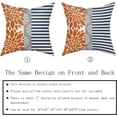 thumbnail image 4 of Orange Navy Blue Pillow Covers 18x18 Set of 2 Gray Dahlia Decorative Striped Throw Pillows Modern Geometry Flower Decorative Pillowcase Square Cotton Cushion Case Decor for Home Sofa Couch Bed, 4 of 6