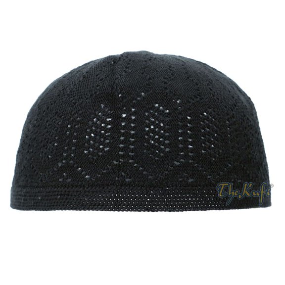 Mercan® Black Kufi Cotton Turkish-style Muslim Hat Taqiyah Kofia Skull Cap (L)