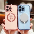 thumbnail image 3 of for iPhone 15 ProMax Case Compatible with MagSafe Cute Rose Flower Magnetic Phone Case for Women Luxury Plating Camera Lens Cover Soft Silicone Shockproof 15 Pro Max Case 6.7" (Pink), 3 of 12